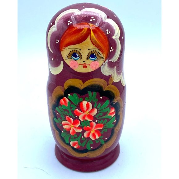 Folk Art 5 Piece Russian Matryoshka Nesting Dolls Wood Figures - Picture 4 of 8